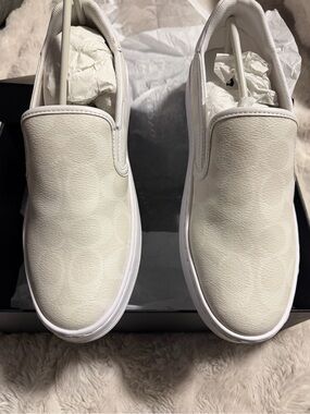 Coach NEW White Slip-On Leather Sneakers